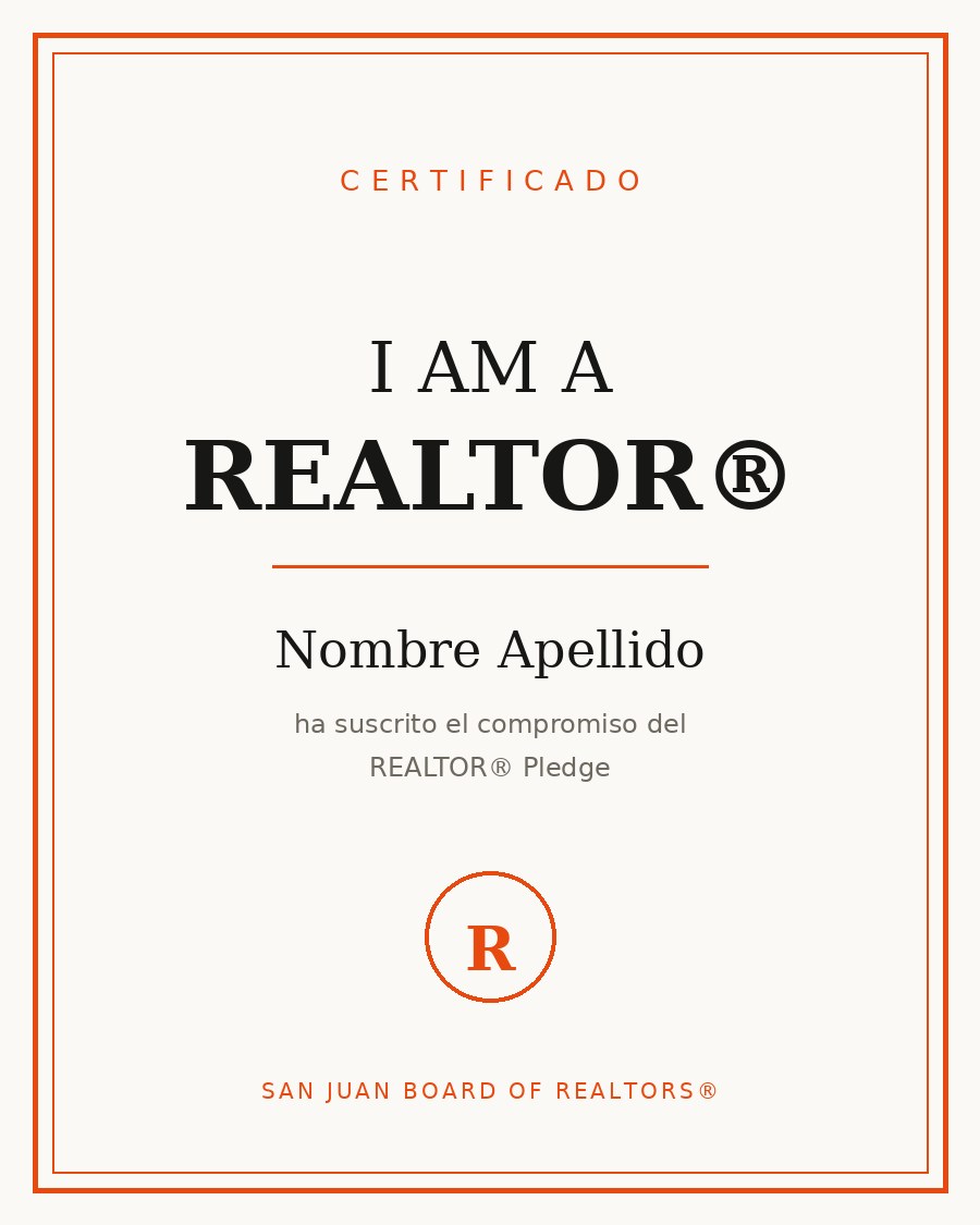 Certificado REALTOR® — Nombre Apellido